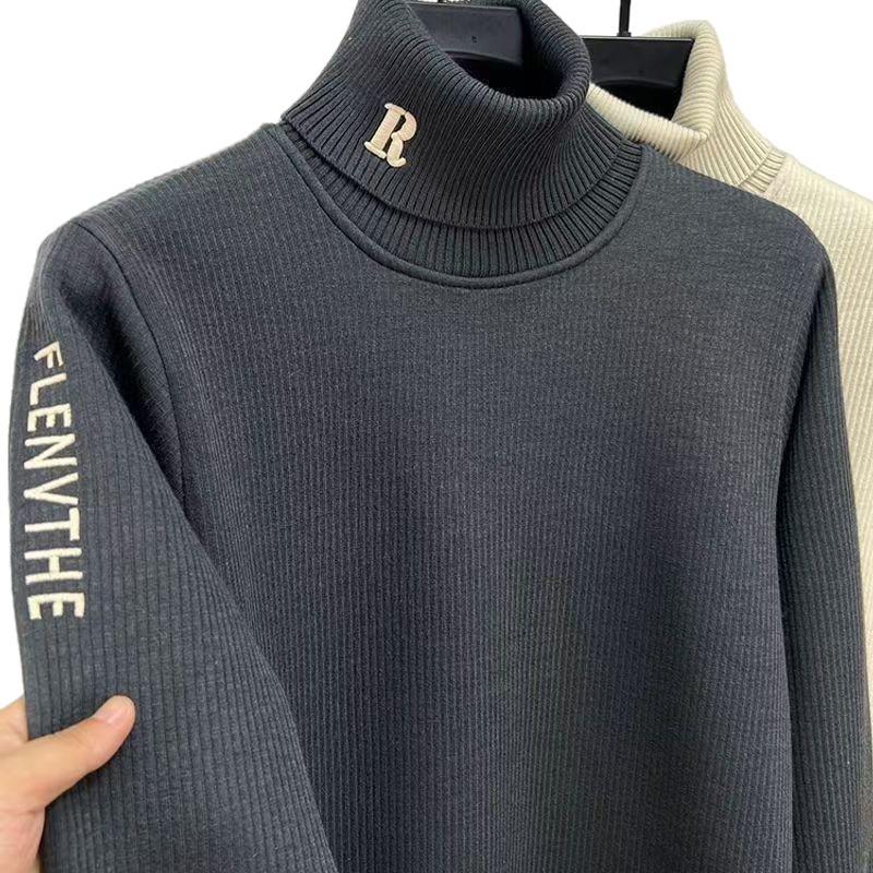 Men's Wool Blend High Neck Sweater - 2025 Autumn/Winter Casual Printed Knitwear