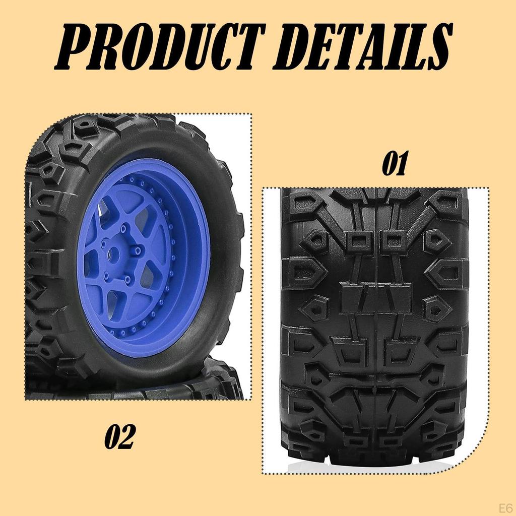 4 Pieces 1/18 RC Car Tires, 2.8 Inch Diameter, with 5 Star, Easy to Install Accessories,