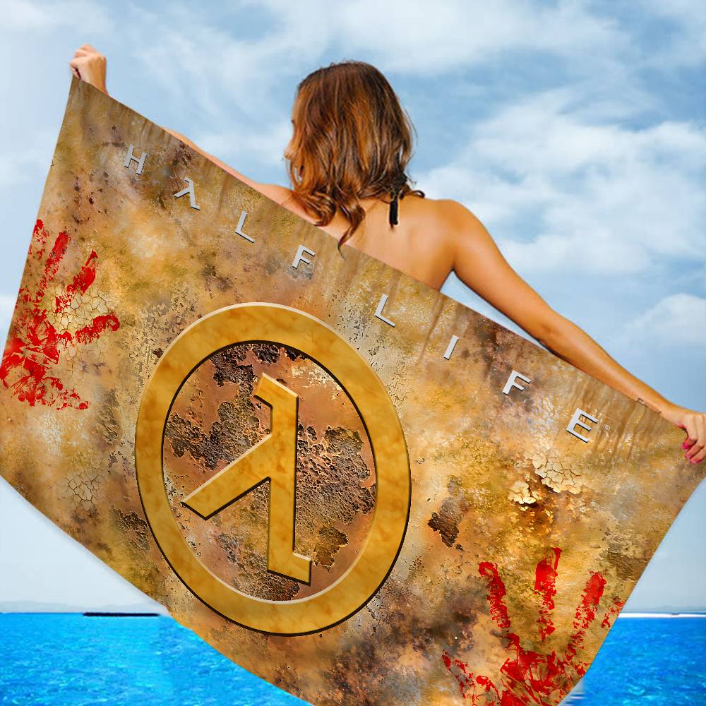 Game H-Half Life Anime Beach Swimming Towel Soft Absorbent Washcloth Children's Gifts for Kids Travel Camping Gym