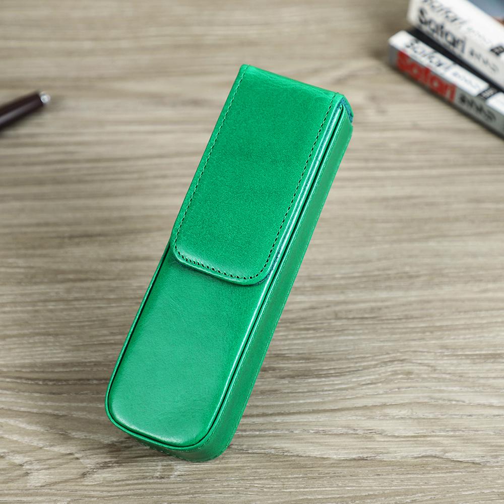 Luxuriöses Echtes Leder Füllfederhalter Etui Damen Herren 2 Fächer Stift Reise Aufbewahrungsbox Büro Schule College Stift Bleistift Schreibwaren