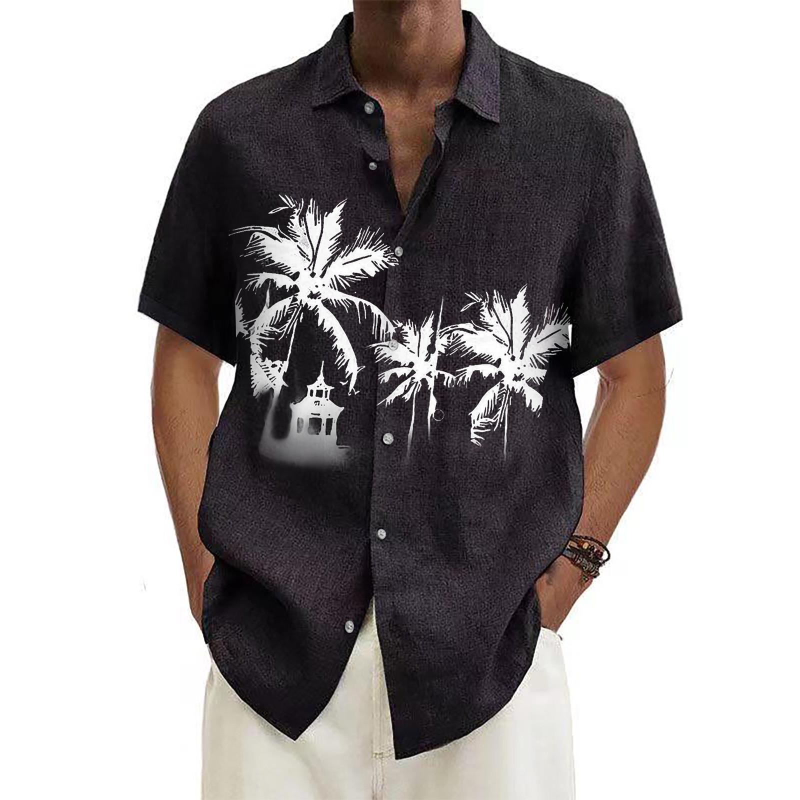 

Designer Spring Summer Men s Casual Cotton Color Short Sleeve Shirts Loose Shirts XL чорний