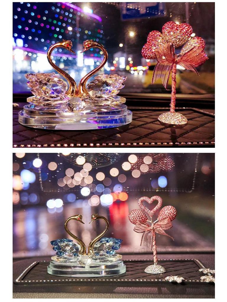 Crystal Swan Car Air Freshener - Deluxe Interior Ornament Set for Women
