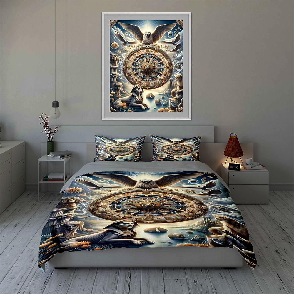 Winged lion clockwork Bedding Duvet cover sets Duvet covers Pillowcases gifts (1 * Duvet Cover 2 * Pillowcases, without duvet insert)