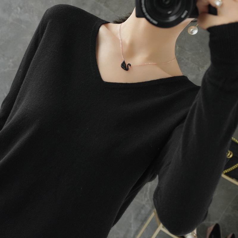 Women's V Neck Long Sleeve Solid Knit Sweater Slim Basic Layering Pullover Jumper