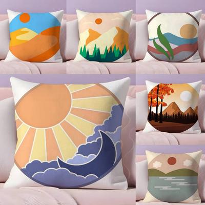 Classic Sunrise Cartoon Pillow Case  Ultra Soft Skin Friendly Fabric Cloud Like Comfort & Concealed Zipper