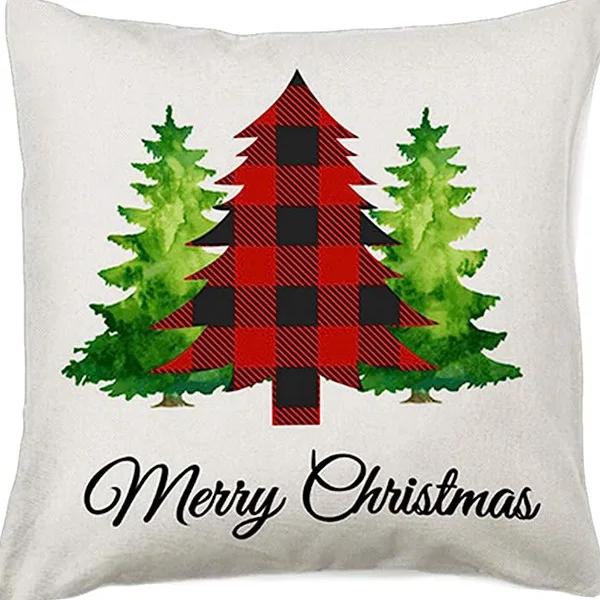 Christmas linen pillowcase, Santa Claus printed pillow, cushion cover, home living room decoration cushion cover