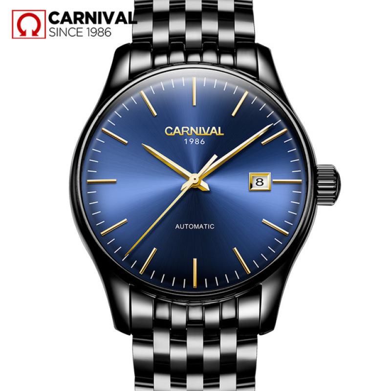 Carnival Business Reloj automático negro Hombres Reloj de pulsera mecánico  de acero inoxidable Relojes para hombre