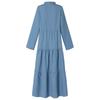 New Women's Casual Washed Solid Color Dress Round Neck Commuter Style Fashion Single Breasted Splicing Long Dress 5XL
