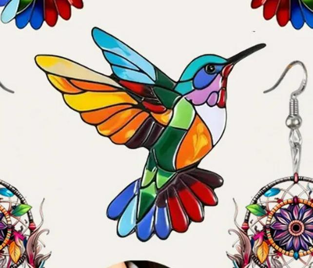 2024 Retro Spring Acrylic Bird Earrings - Colorful European & American Design