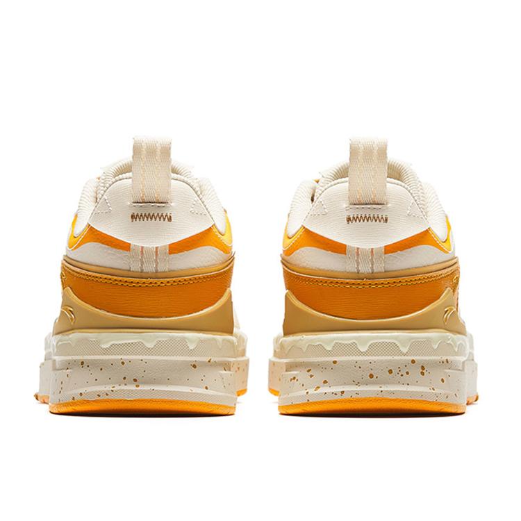 New Anta Slip Resistant Cushioning Lightweight Low Top Skateboard Shoes Men's Orange White 912338093-1