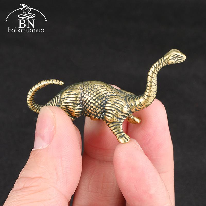 Solid Brass Jurassic Dinosaur Small Statue Office Desktop Ornaments Tea Pet Crafts Animal Figurines Miniatures Children Toy Gift