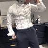 Camisa de Hombre Moda Coreana Raya Estilo Básico No necesita planchado Corte Slim Traje Cuello POLO Abotonadura Sencilla Moda Casual Para el Trabajo