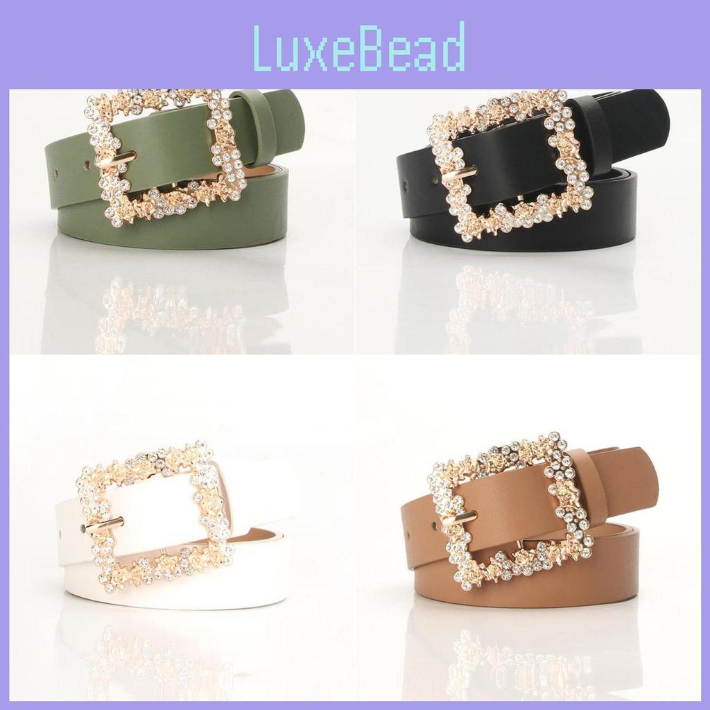 Elegant Alloy Gemstone Embellished Buckle Belt For Dresses In Versatile Colors