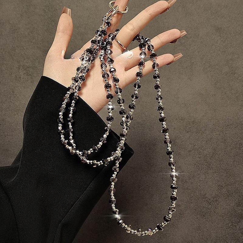Long Crossbody Mobile Phone Lanyard, Anti‑Lost Crystal Beaded Phone Chain, Versatile Decorative Pendant For Phone And Bag