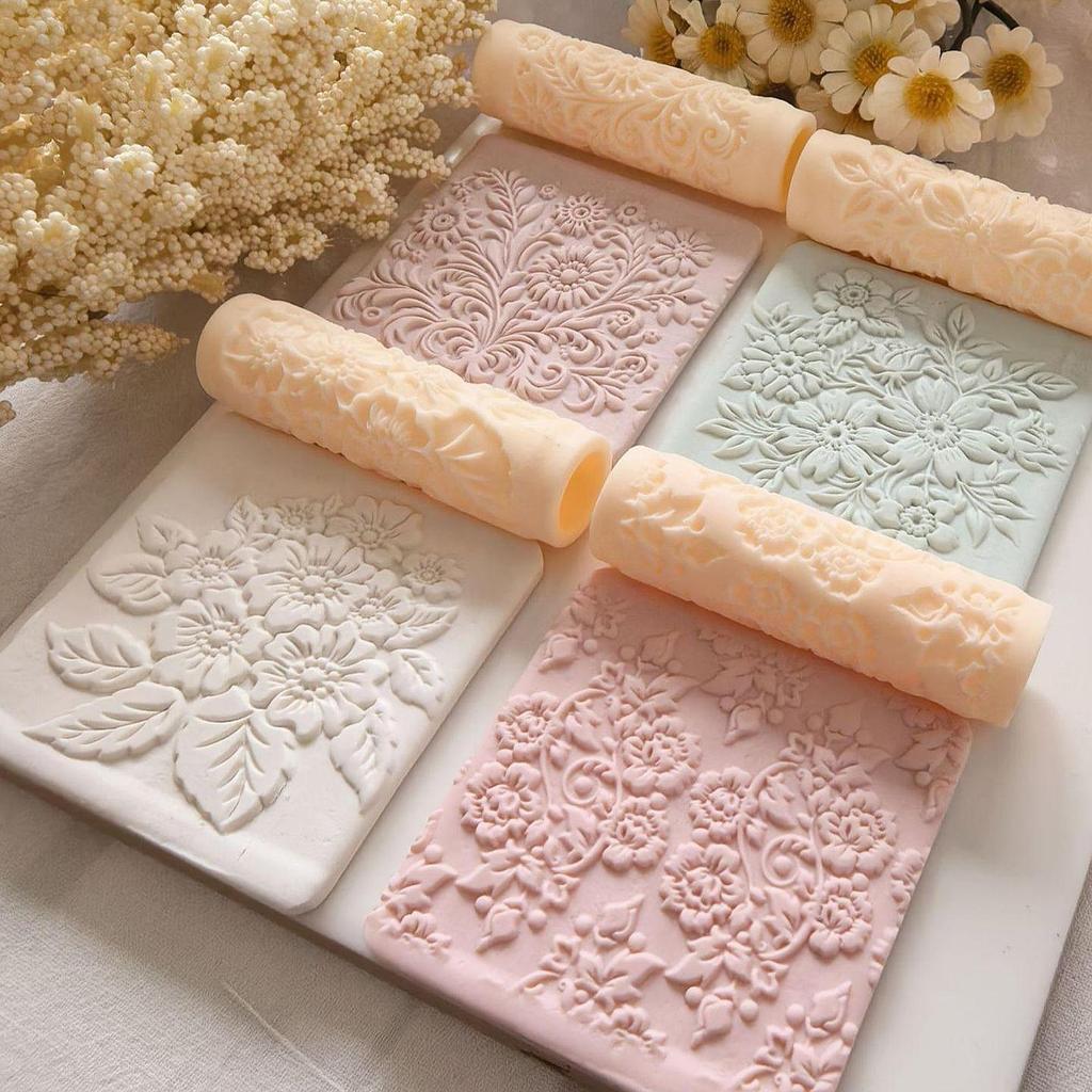 Clay Texture Roller Multifunctional Ideal Gift Reusable Elegant Easy To Clean Lightweight Pottery Pattern Roller for Arts Crafts