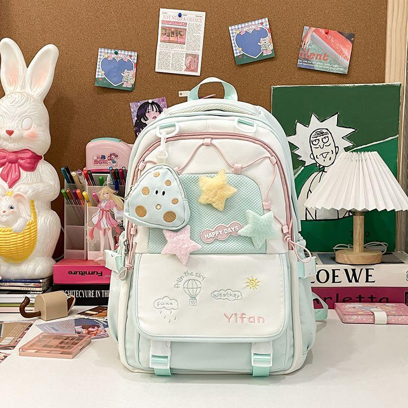 

Школьный рюкзак для девочек-подростков, стильный, для старшеклассниц, для учеников начальной школы, для кампуса, большой вместимости, рюкзак для молодых взрослых, легкий, милый Green