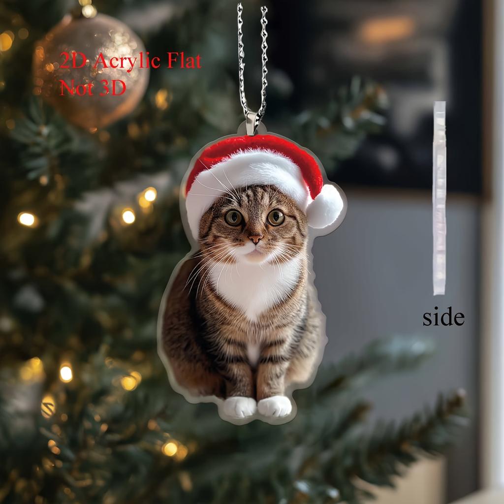 2D Charming Acrylic Cat Decor Christmas Trees Cars Perfect Gift Friends Family No Power Required Party Holiday DIY Decor