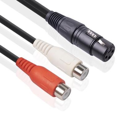 0.2m 3-Pin XLR Female To Dual RCA Female Audio Adapter Cable for Cross-Border Source Mixer Amplifiers
