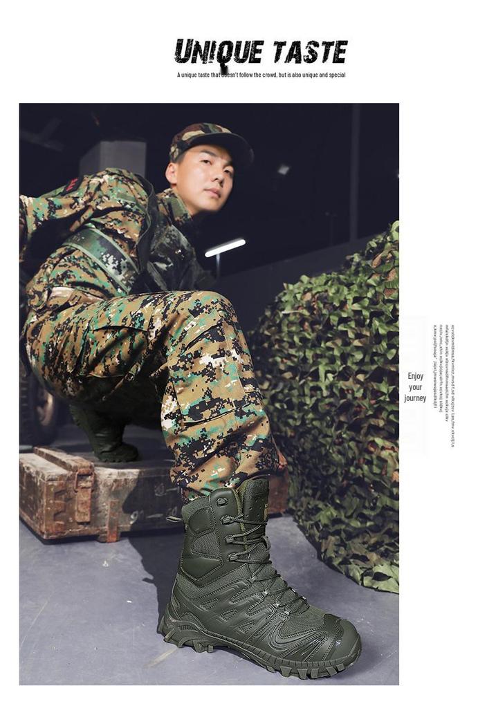 Men's High-Top Tactical Boots - Comfortable, Non-Slip, Wear-Resistant, Breathable Outdoor Military Footwear
