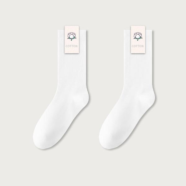

Женские носки из чистого хлопка, дышащие, впитывающие пот, осенне-зимние, безворсовые носки, хлопковые носки средней длины one size белый