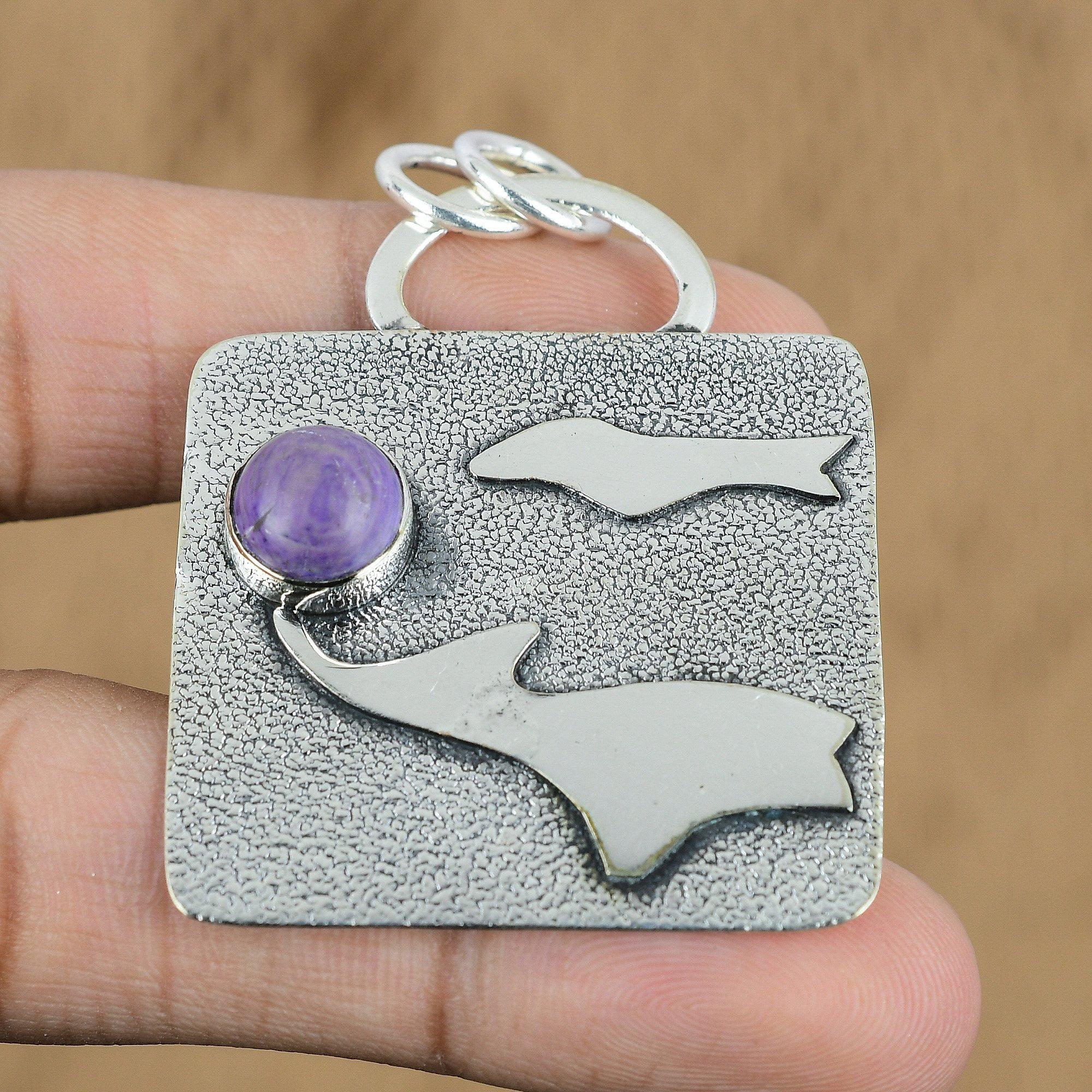 

Gift For Her 925 Sterling Silver Natural Russian Charoite Gemstone Pendant