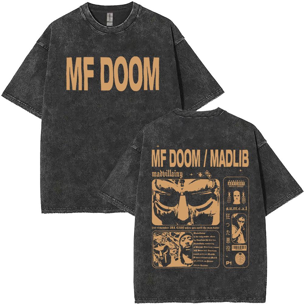 Rapper Mf Doom Turné 2026 Vintage Prané Trička Pánská Dámská Móda Oversized Trička Y2K Hip Hop Gotická Krátký Rukáv Trička