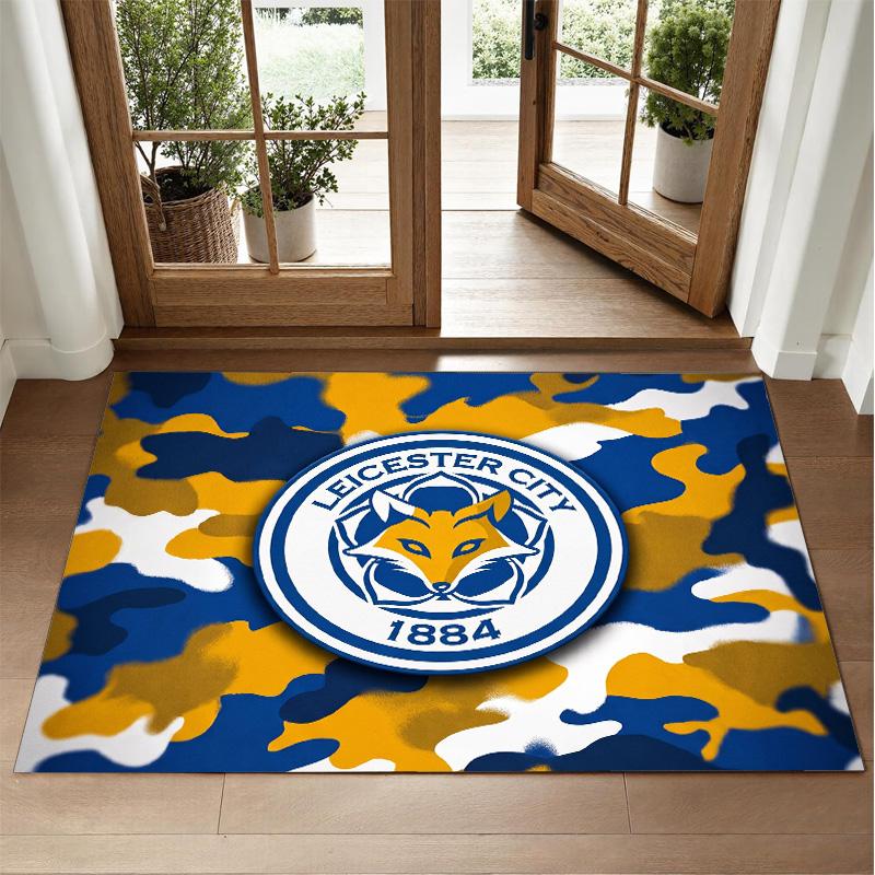 Leicester City Football Design Crystal Velvet Rug Soft Decorative Mat for Bedroom Entrance