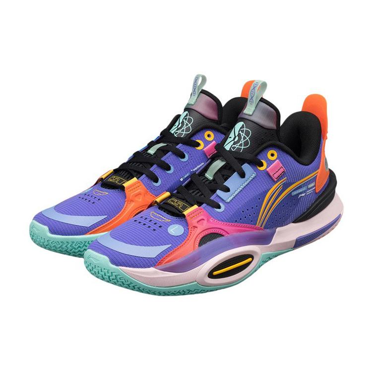 New LINING All City 10 V1 Basketball Shoes Men Low Top Fluorescent Blue Purple ABAS009-FN