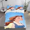 Princess Belle, Beauty And The Beast Duvet Cover Queen Size Bedding Set  Polyester 3-Piece Set 1 Quilt Cover Home Decor