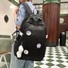 Drawstring Backpack Girl's Large Capacity Backpack Color Contrast Student Schoolbag Travel Bag