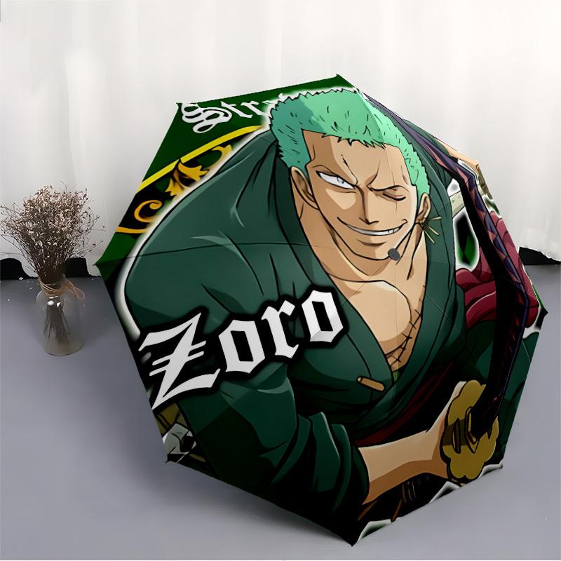 1 Stück Zoro, Strohhut Luffy Automatischer Regenschirm 8 Rippen Tragbar Faltbar Schwarzer Eisenrahmen für Außenbereich, Strand, Reisen, Sonnenschirm 167