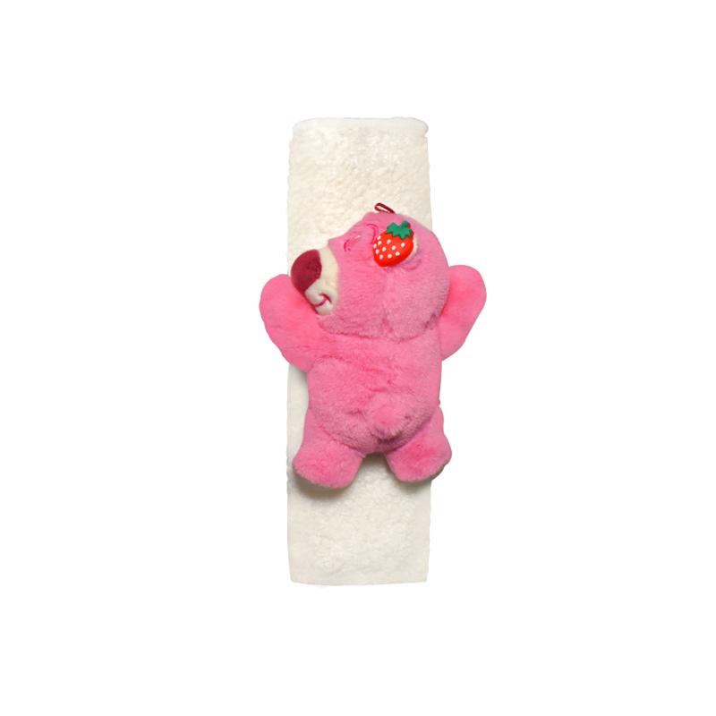 Car Seat Belt Cover Anime Strawberry Bear Plush Auto Seat Belt Shoulder Protector Pad Car Interior Accessories For Christmas