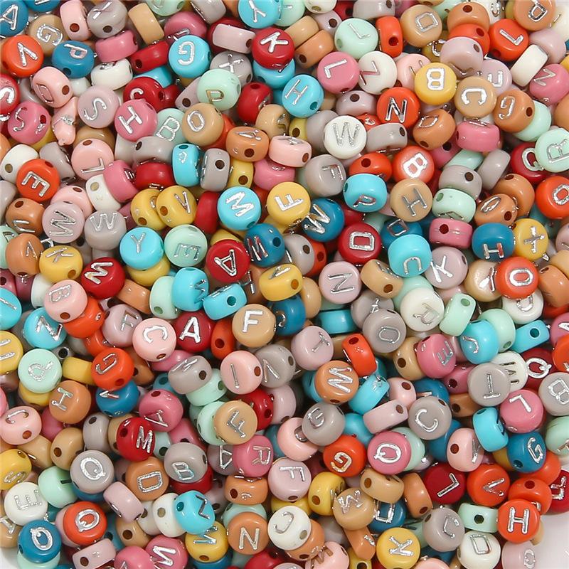 4 * 7Mm Acrylic Letter Bead Flat Bead Handmade Diy Children'S Early Education Beaded Jewelry Accessories Bracelet