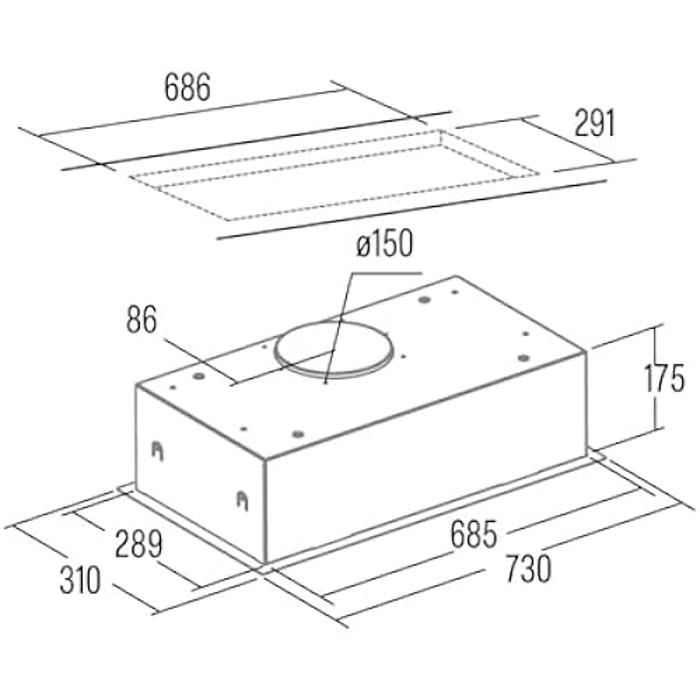 Kjøkkenvifte - CATA - GCB 73 - Rustfritt stål - 73 cm - 3 uttrekksnivåer - 66 dB(EN) maks