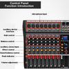 USB 8 Channel Bluetooth Record Computer Playback Phantom Power Effect USB Audio Mixer Sound Mixing Console