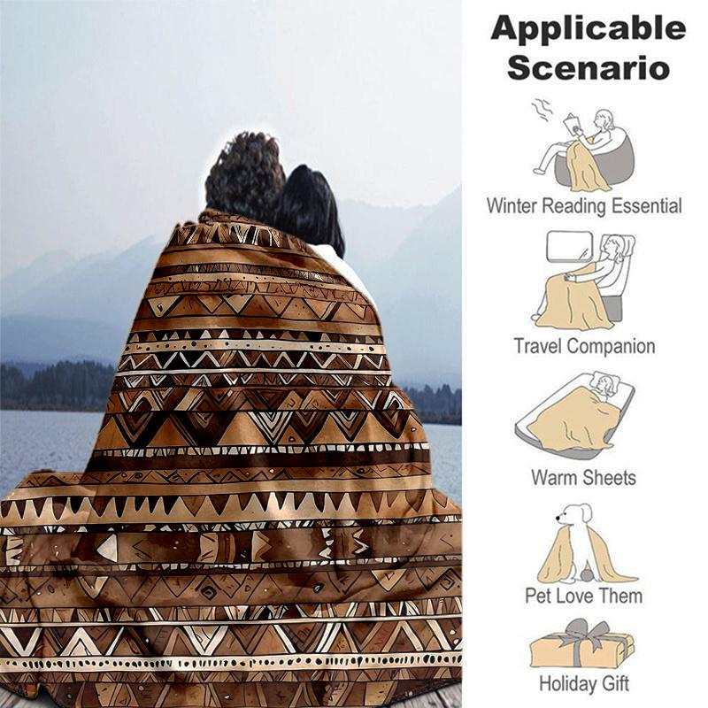 1pc Abstract Tribal Patterns Design Blanket Seasonal Home Decorative Throw for Room, Gift Idea for and , Living Room .G003