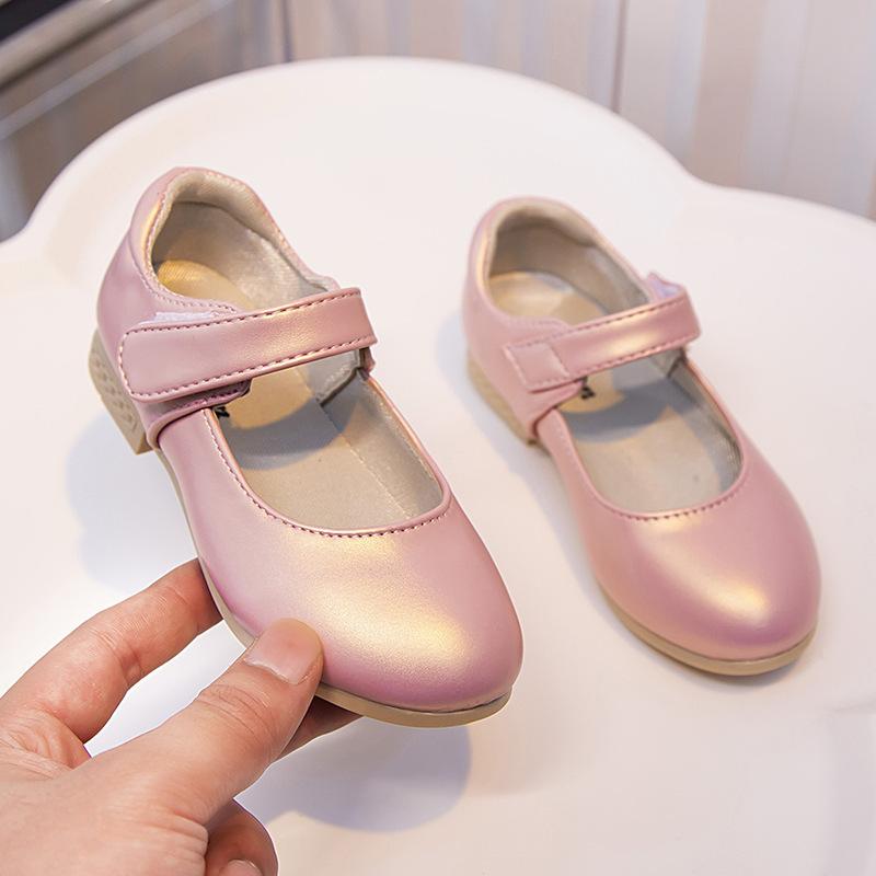 Fashion Versatile Girls' Shoes 2025 Spring New Kids Leather Shoe Simple Girls' Casual Shoes Anti Slip Child Performance Shoe