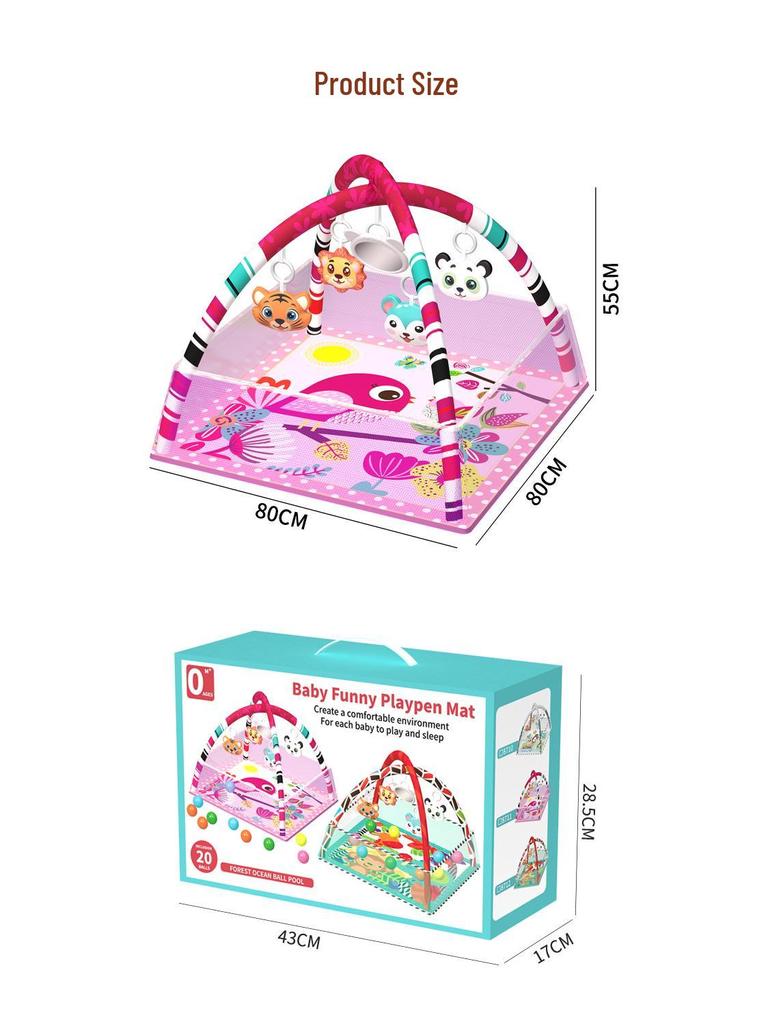 Baby Fitness Playpen Set: Early Education Toys with Ocean Balls & Crawling Mat for 0-3 Years.