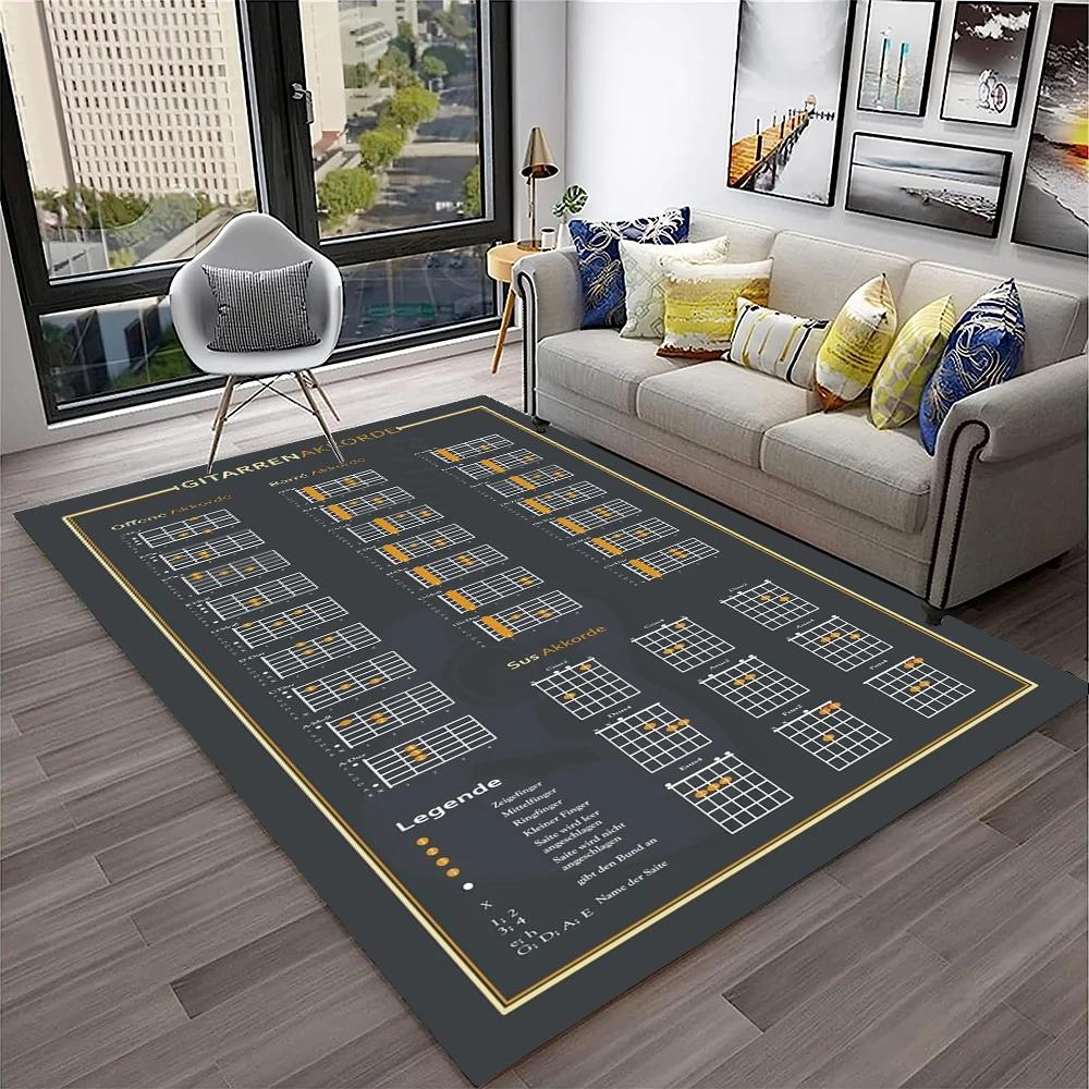 Music Guitar Chord Theory Chart Piano Carpet Rug Non-slip Mat for Home Living Room Bedroom Sofa Decor Kids Area Rug