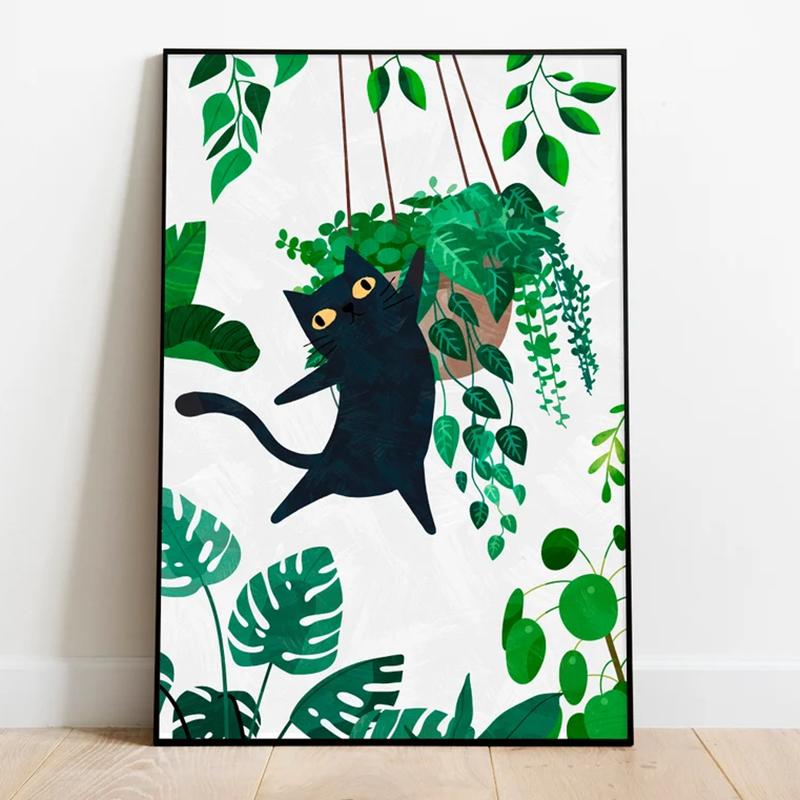 

Black Cat Bubble Bath Art Canvas Poster Funny Cat Print Bathroom Mural Abstract Wall Decoration Painting Home Gift unframed 21cm×30cm NoFrame