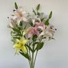 Long Pu Threehead Lily Artificial Flower Decor For Home And Photography Displays