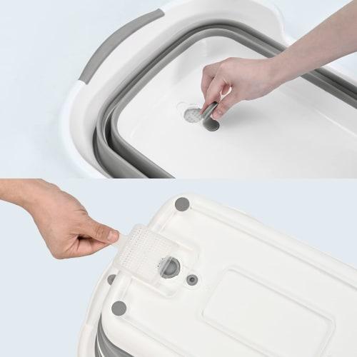 SOLPEX Folding Tub, Large Washing Tub, Dog Bath Tub, Cat Bathtub, Large Capacity, Laundry Bucket with Drain Plug and Three Handles, Soft Tub for Laund