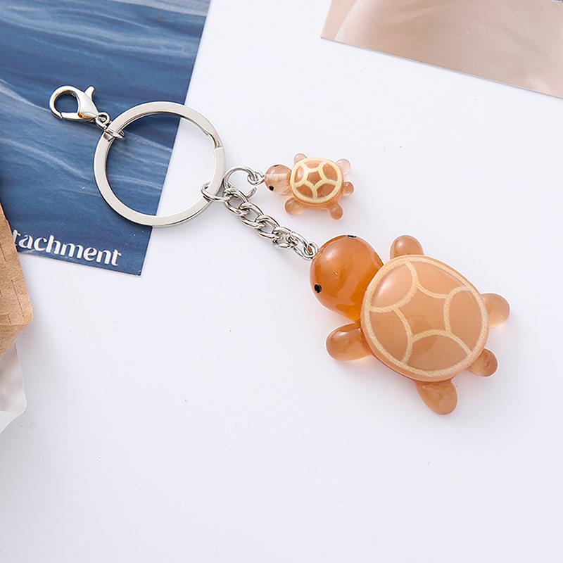 Cartoon 3D Luminous Turtle Keychain Pendant Cute Animals Charms Key Ring Exquisite Backpack Decoration Accessories Gifts