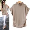 S-5XL Donna Dolcevita Maglietta Estate Manica Corta Solido Casual Tops
