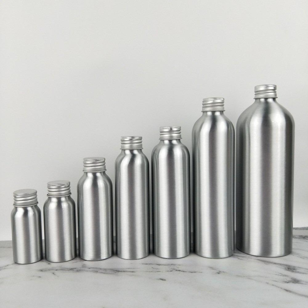 with Screw Cap Aluminum Bottle 30ml-500ml Travel Bottles Portable Silver Aluminum Cans  Shower Gel