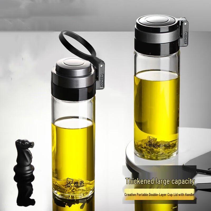 XINUO Portable Single-Layer Borosilicate Glass Water Bottle