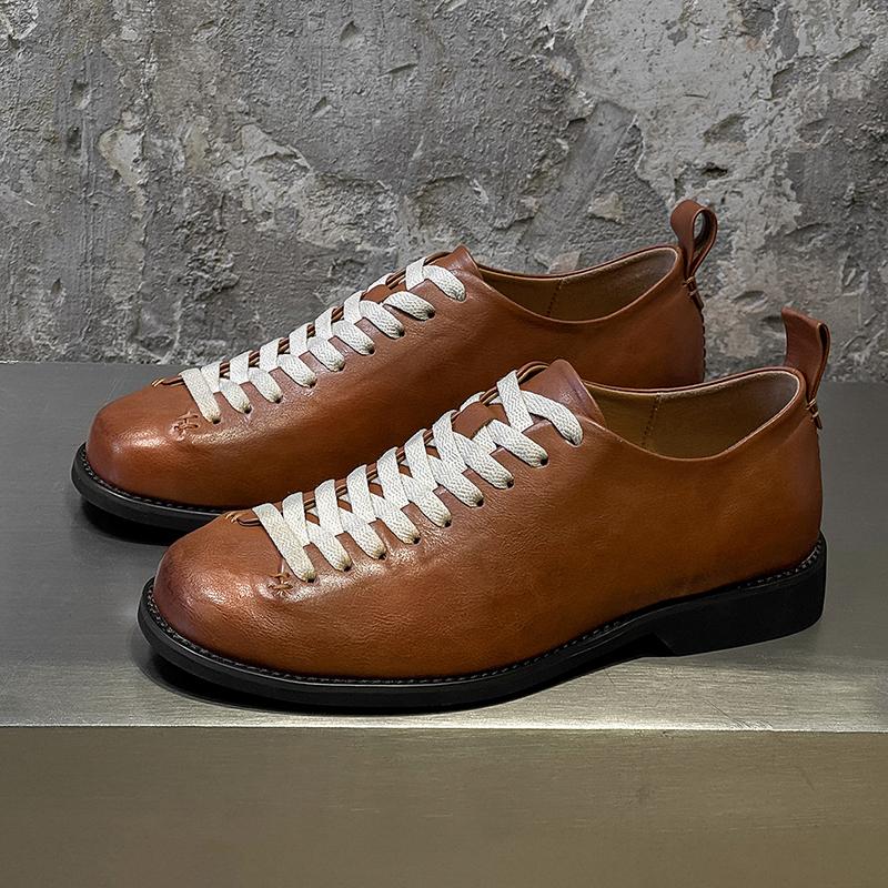 New High-end Commuting Bowling Shoes Height Increasing Derby Shoes Casual Formal Wear Business Personality Retro Lace Up Design
