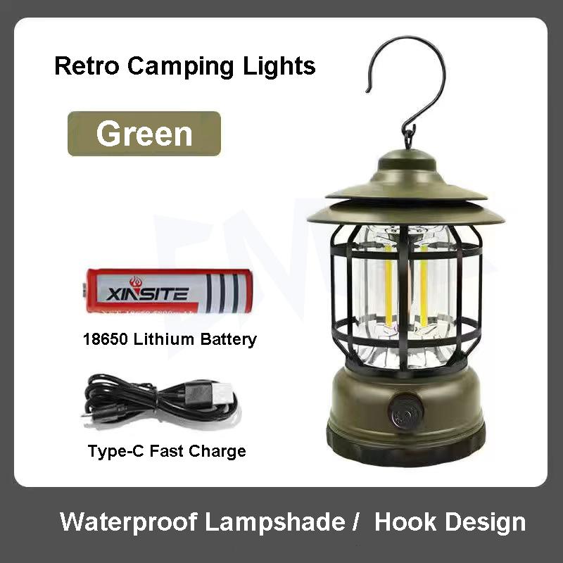 COB Camping Lights Outdoor Waterproof Horse Retro Tent Lighting Light for Garden Street USB Emergency Lamp Battery 600LM