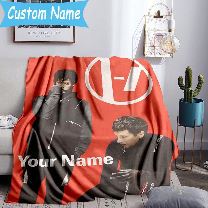 Custom Name Twenty One Pilots Music Evolution Flannel Blanket, Use for Birthday/Holiday Gift, Soft Blanket for Sofa/Bed/Camping/Office, Home Decor
