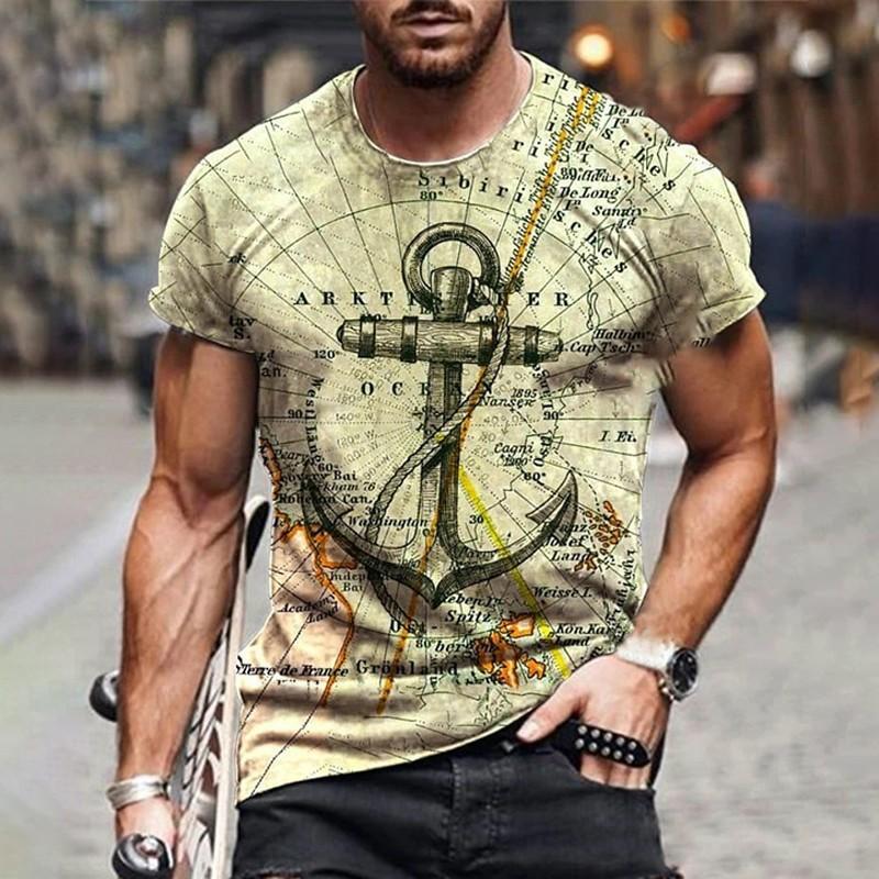 

Summer Men s Digital Printed Short Sleeved Pullover Loose Simple Pattern Printed 3D T-shirt S